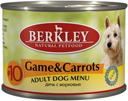 

Berkley №10 Adult Game & Carrots / Консервы Беркли для собак Дичь с морковью (цена за упаковку), Berkley №10 Adult Game & Carrots