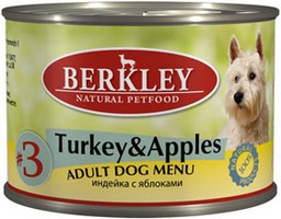 

Berkley №3 Adult Turkey & Apples / Консервы Беркли для собак Индейка с яблоками (цена за упаковку), Berkley №3 Adult Turkey & Apples