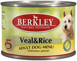 

Berkley №5 Adult Veal & Rice / Консервы Беркли для собак Телятина с рисом (цена за упаковку), Berkley №5 Adult Veal & Rice