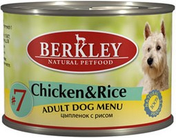 

Berkley №7 Adult Chicken & Rice / Консервы Беркли для собак Цыпленок с рисом (цена за упаковку), Berkley №7 Adult Chicken & Rice
