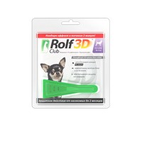 Rolf Club 3D / Капли Рольф Клуб от Клещей и Блох для собак весом до 4 кг 