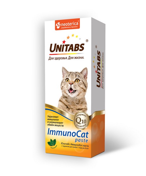 Unitabs ImmunoCat с Q10 paste / Витаминно-минеральная паста Юнитабс для кошек с Таурином 