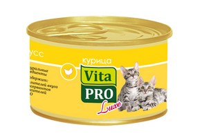 Vita Pro Luxe / Консервы Вита Про для Котят до 1 года Мусс Курица (цена за упаковку)