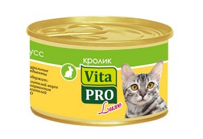 Vita Pro Luxe / Консервы Вита Про для кошек от 1 года Мусс Кролик (цена за упаковку)