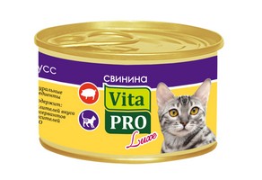 Vita Pro Luxe / Консервы Вита Про для кошек от 1 года Мусс Свинина (цена за упаковку)