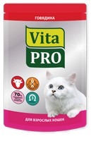 Vita Pro / Паучи Вита Про для кошек от 1 года Говядина (цена за упаковку)