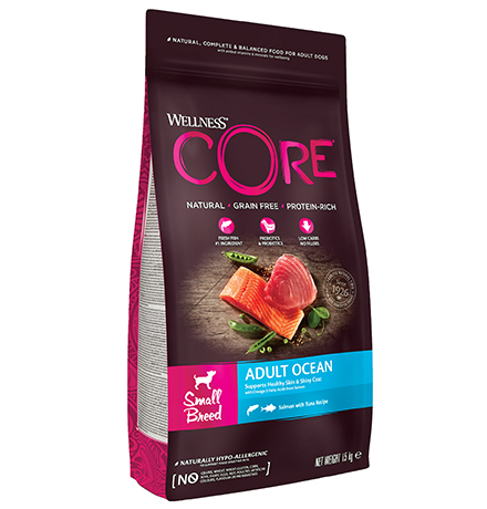 Купить Wellness Core Adult Small Breed Ocean Grain free Salmon Tuna / Сухой Беззерновой корм Велнес Кор для собак Мелких пород Лосось с Тунцом за 1332.00 ₽