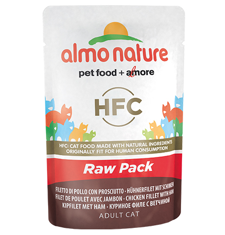 Almo Nature Classic Raw Pack Chicken Fillet with Ham / Паучи Алмо Натюр для кошек Куриное филе с Ветчиной (цена за упаковку)