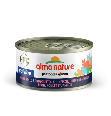 Almo Nature HFC Adult Tuna Сhicken Ham Cuisine / Консервы Алмо Натюр для кошек Тунец Курица и Ветчина (цена за упаковку) 