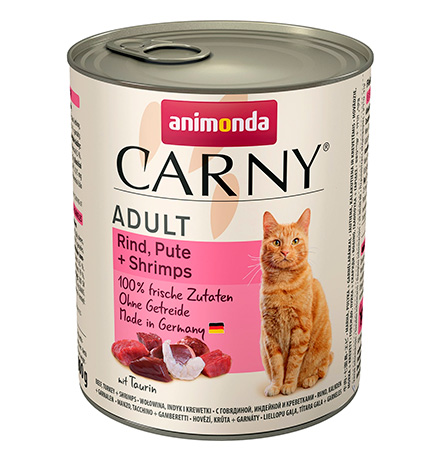 Animonda Carny Adult / Консервы Анимонда для кошек с  Говядиной Индейкой и Креветками (цена за упаковку)