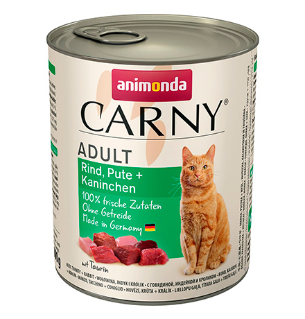 Animonda Carny Adult / Консервы Анимонда для кошек с  Говядиной Индейкой и Кроликом (цена за упаковку)