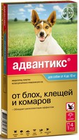 Bayer Адвантикс 100С / Капли на холку от Блох, Клещей и Комаров для собак весом 4-10 кг 