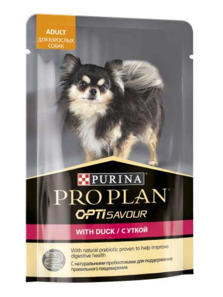 Purina Pro Plan Adult OptiSavour Duck / Влажный корм (Паучи) Пурина Про План для взрослых собак Мелких и карликовых пород Утка (цена за упаковку)