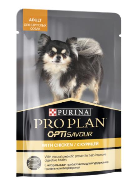 Purina Pro Plan Adult OptiSavour Chicken / Влажный корм (Паучи) Пурина Про План для взрослых собак Мелких и карликовых пород Курица (цена за упаковку)