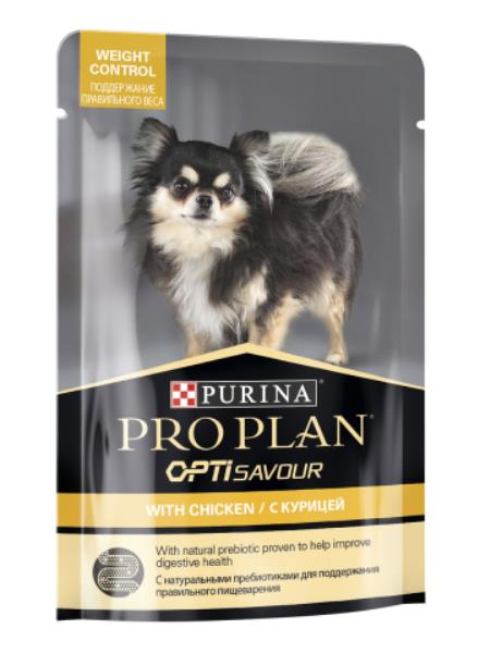 Purina Pro Plan Weight Control OptiSavour Chicken / Влажный корм (Паучи) Пурина Про План для собак Мелких и карликовых пород Склонных к набору веса Курица (цена за упаковку)