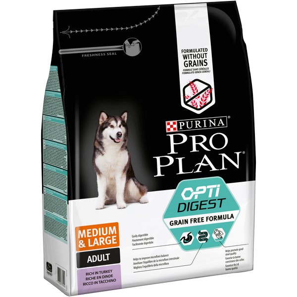 Purina Pro Plan Medium & Large Adult OptiDigest Grain Free Turkey / Сухой Беззерновой корм Пурина Про План для взрослых собак Средних и Крупных пород с Чувствительным пищеварением Индейка