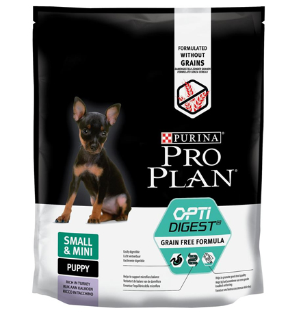 Purina Pro Plan Small & Mini Puppy OptiDigect Grain free / Сухой Беззерновой корм Пурина Про План для Щенков Мелких и карликовых пород с Чувствительным пищеварением Индейка