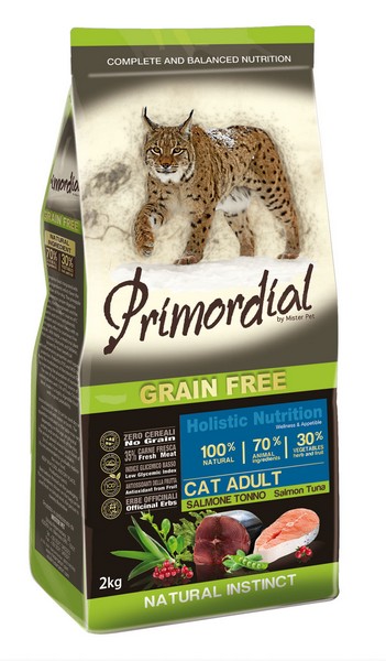 Primordial Adult Grain Free Holistic / Сухой корм Примордиал Беззерновой для кошек Лосось Тунец