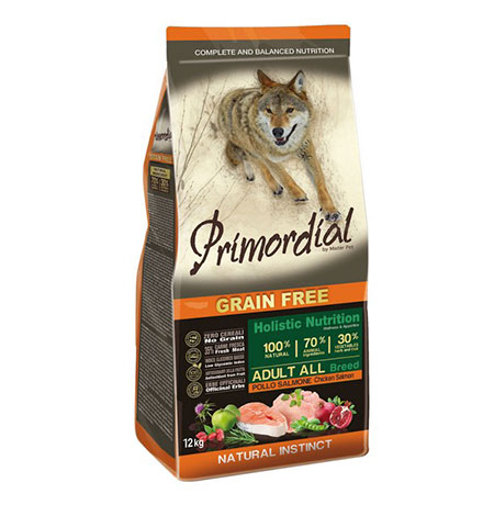 Primordial Adult Grain Free Holistic / Сухой корм Примордиал Беззерновой для собак Курица Лосось