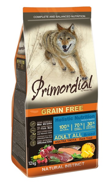 Primordial Adult Grain Free Holistic / Сухой корм Примордиал Беззерновой для собак Форель Утка
