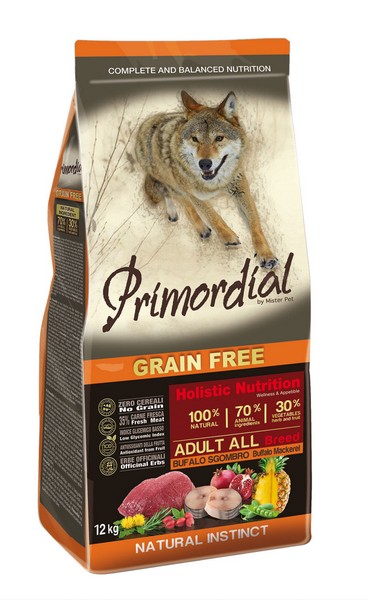 Primordial Adult Grain Free Holistic / Сухой корм Примордиал Беззерновой для собак Буйвол Макрель