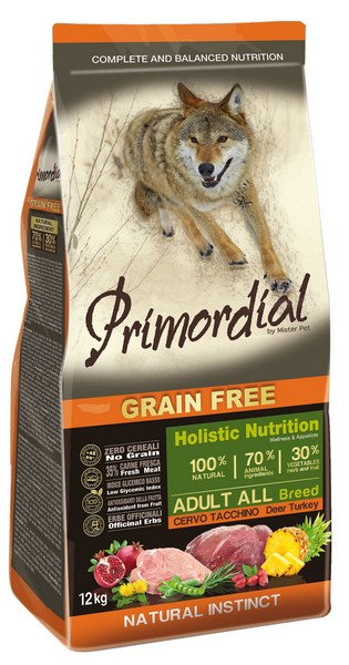 Primordial Adult Grain Free Holistic / Сухой корм Примордиал Беззерновой для собак Оленина Индейка