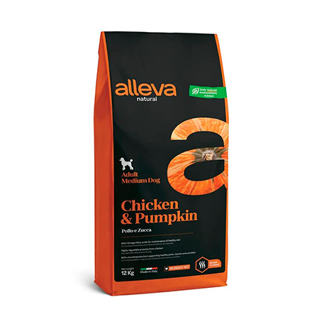 Alleva Natural Adult Medium Chicken Pumpkin / Сухой корм Аллева для собак Средних пород Курица Тыква