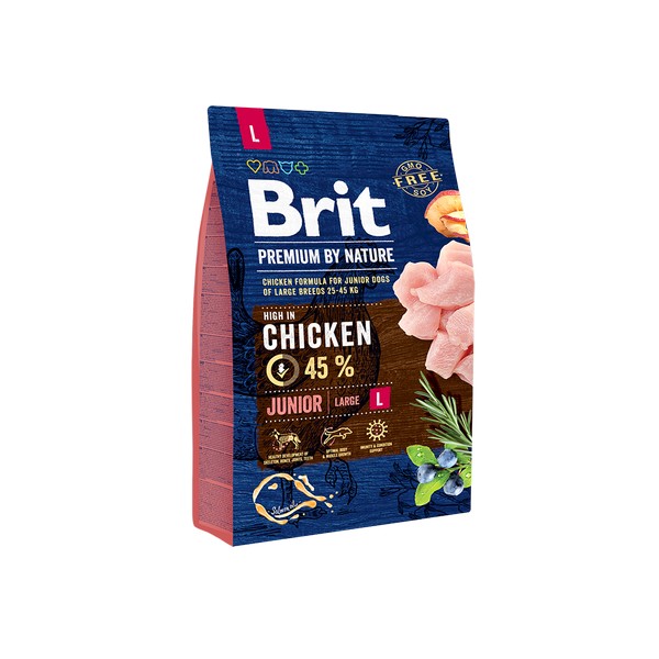 Brit Premium by Nature Junior L / Сухой корм Брит Премиум для Молодых собак Крупных пород Курица