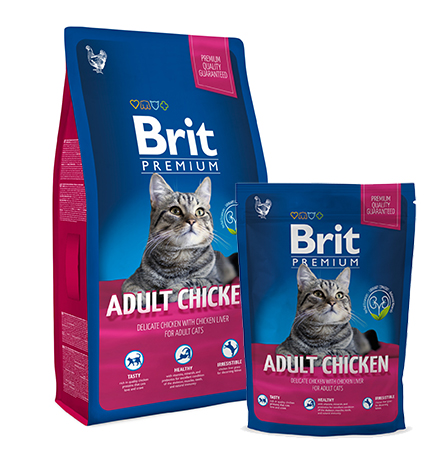 Brit Premium Adult Chicken / Сухой корм Брит Премиум для взрослых кошек Курица и куриная печень