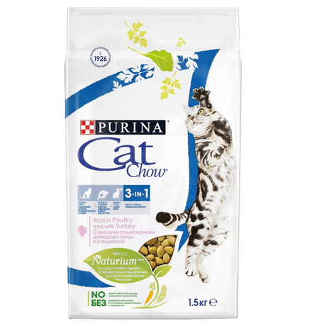 Purina Cat Chow Feline 3в1 / Сухой корм Пурина Кэт Чау для кошек Тройная защита