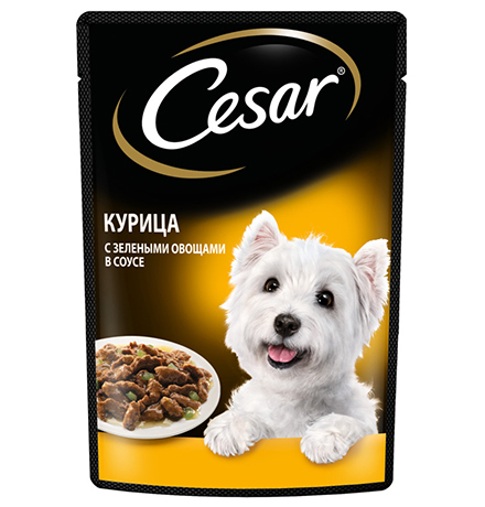 Cesar / Паучи Цезарь для собак Курица и зелёные овощи (цена за упаковку)