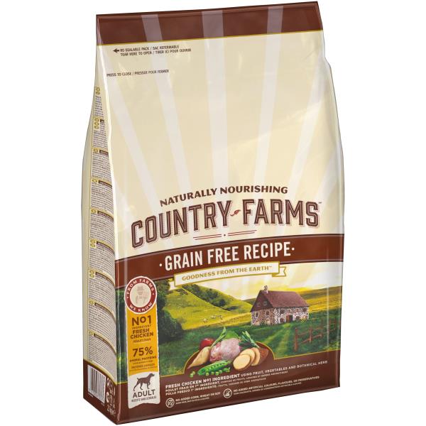 Country Farms Dog Adult Grain free recipe Chicken / Сухой Беззерновой полнорационный корм Кантри Фармз для взрослых собак с высоким содержанием Курицы