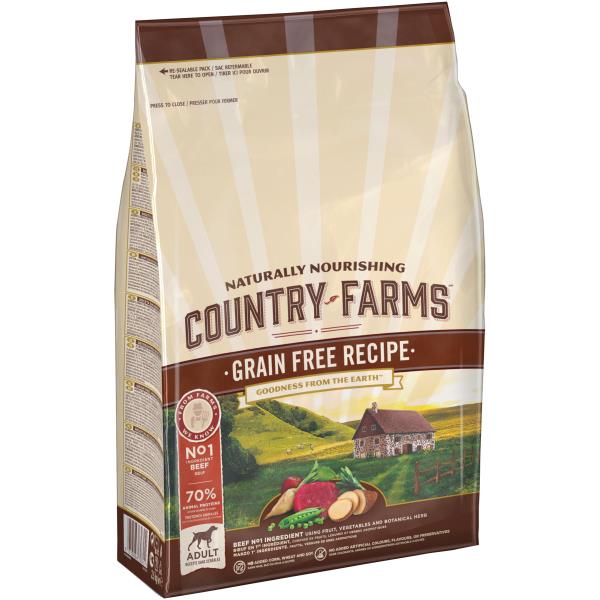 Country Farms Dog Adult Grain free recipe Beef / Сухой Беззерновой полнорационный корм Кантри Фармз для взрослых собак с высоким содержанием Говядины