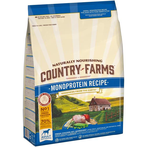 Country Farms Dog Adult Monoprotein recipe Chicken / Сухой Монопротеиновый полнорационный корм Кантри Фармз для взрослых собак с высоким содержанием Курицы