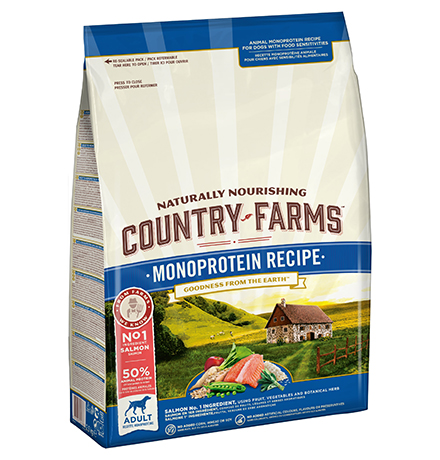 Country Farms Dog Adult Monoprotein recipe Salmon / Сухой Монопротеиновый полнорационный корм Кантри Фармз для взрослых собак с высоким содержанием Лосося