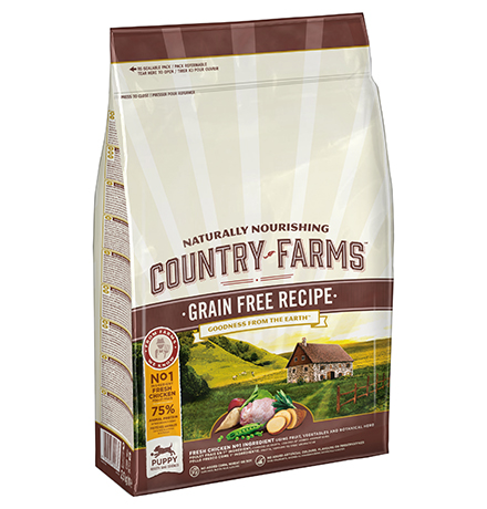 Country Farms Puppy Grain free recipe Chicken / Сухой Беззерновой полнорационный корм Кантри Фармз для Щенков с высоким содержанием Курицы