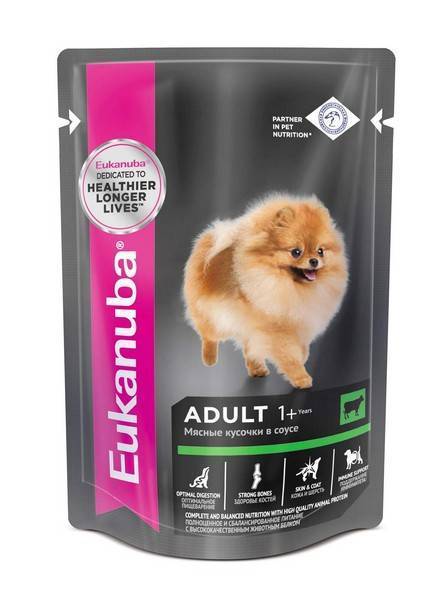 Eukanuba Dog Pouch Adult Beef / Влажный корм Паучи Эукануба для взрослых собак с Говядиной в соусе (цена за упаковку)