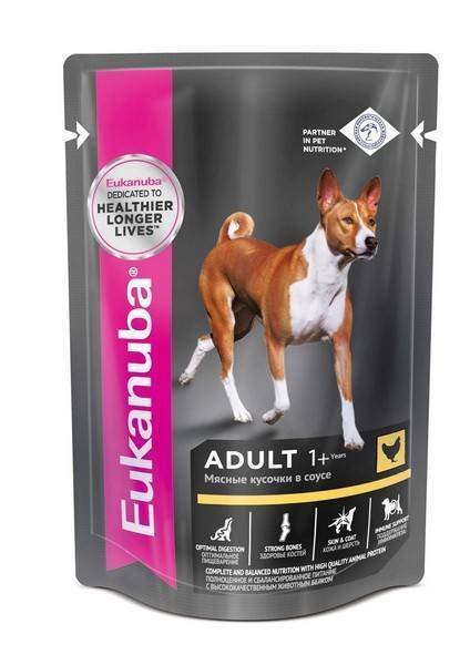 Eukanuba Dog Pouch Adult Chicken / Влажный корм Паучи Эукануба для взрослых собак с Курицей в соусе (цена за упаковку)