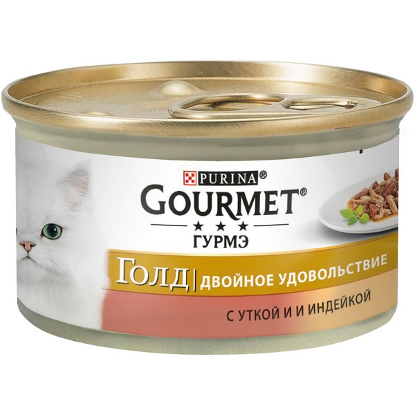 Gourmet Gold / Консервы Гурме Голд для кошек Двойное удовольствие с Уткой и Индейкой (цена за упаковку)