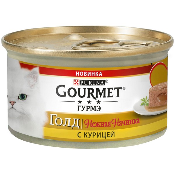 Gourmet Gold Melting Heart / Консервы Гурме Голд для кошек Нежная начинка с Курицей (цена за упаковку)