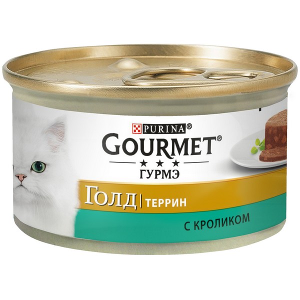 Gourmet Gold / Террин Кусочки в Паштете Гурме Голд для кошек с Кроликом по-французски (цена за упаковку)