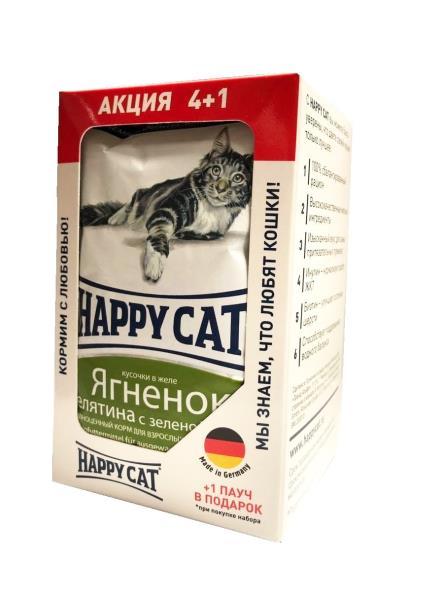 Happy Cat / Паучи Хэппи Кэт для кошек 4+1шт в подарок! Набор 5 вкусов (цена за упаковку)