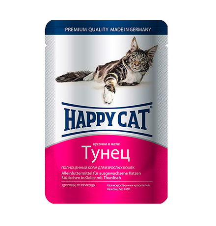 Happy Cat / Паучи Хэппи Кэт для кошек Тунец в желе (цена за упаковку, Германия)