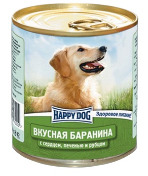 Happy Dog Вкусная Баранина / Консервы Хэппи Дог для собак Баранина с сердцем, печенью и рубцом (цена за упаковку, Россия)