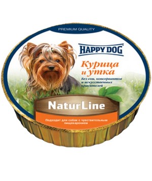 Happy Dog NaturLine / Паштет Хэппи Дог для собак Курица и Утка (цена за упаковку, Германия)