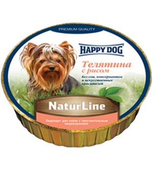 Happy Dog NaturLine / Паштет Хэппи Дог для собак Телятина с рисом (цена за упаковку, Германия)