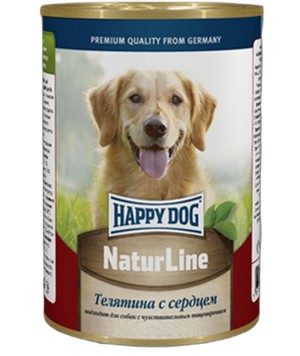 Happy Dog NaturLine / Консервы Хэппи Дог для собак Телятина с Сердцем (цена за упаковку, Россия)