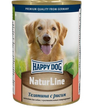 Happy Dog NaturLine / Консервы Хэппи Дог для собак Телятина с Рисом (цена за упаковку, Россия)