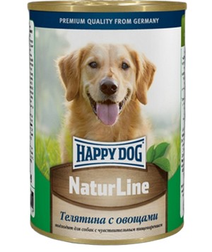 Happy Dog NaturLine / Консервы Хэппи Дог для собак Телятина с Овощами (цена за упаковку, Россия)