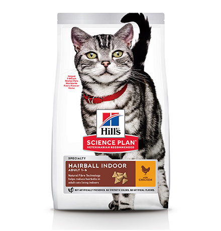 Hills Science Plan Hairball Indoor Adult / Сухой корм Хиллс для взрослых Домашних кошек Выведение шерсти Курица